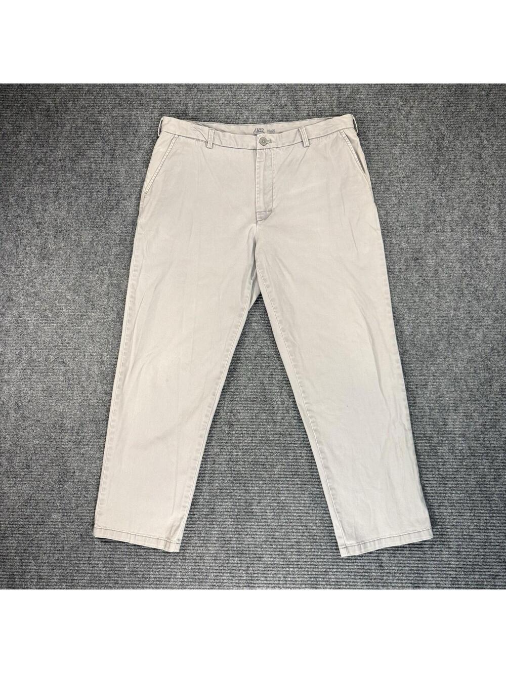 IZOD Saltwater Stretch Chino Pants Straight Leg Beige 36x30 Preppy Comfy